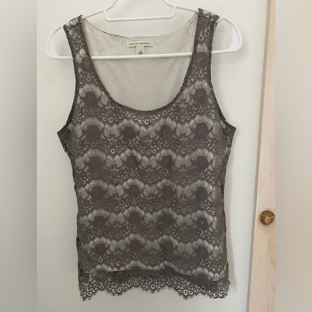 Banana Republic Gray Lace Tank Top Sz. M